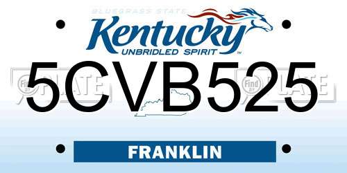 5CVB525 Kentucky License Plate
