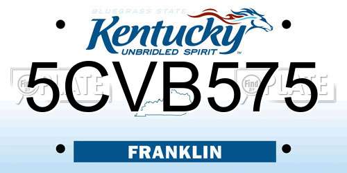 5CVB575 Kentucky License Plate