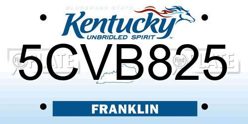 5CVB825 Kentucky License Plate