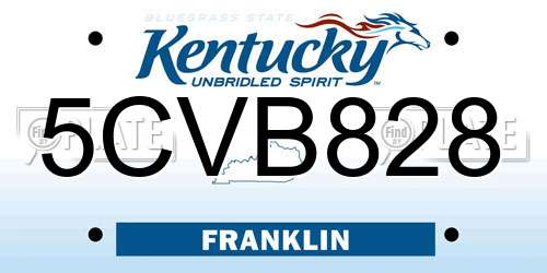 5CVB828 Kentucky License Plate