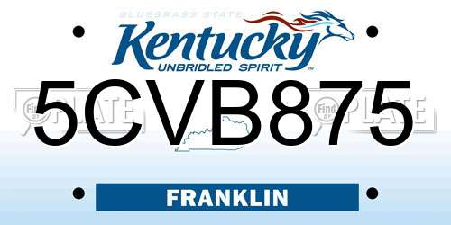 5CVB875 Kentucky License Plate