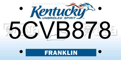 5CVB878 Kentucky License Plate