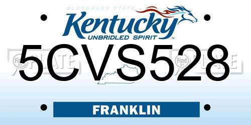 5CVS528 Kentucky License Plate