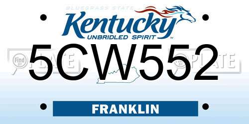 5CW552 Kentucky License Plate