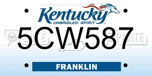 5CW587 Kentucky License Plate