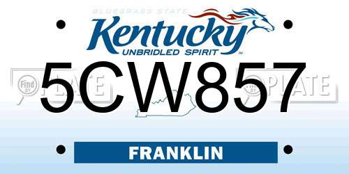 5CW857 Kentucky License Plate