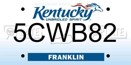 5CWB82 Kentucky License Plate