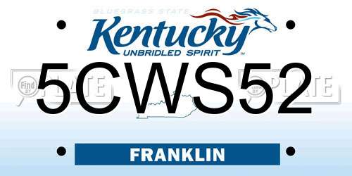 5CWS52 Kentucky License Plate