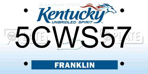 5CWS57 Kentucky License Plate