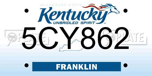 5CY862 Kentucky License Plate