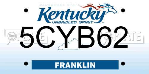 5CYB62 Kentucky License Plate