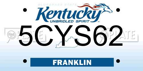 5CYS62 Kentucky License Plate