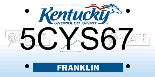 5CYS67 Kentucky License Plate
