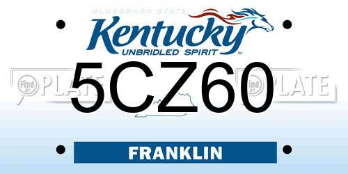 5CZ60 Kentucky License Plate