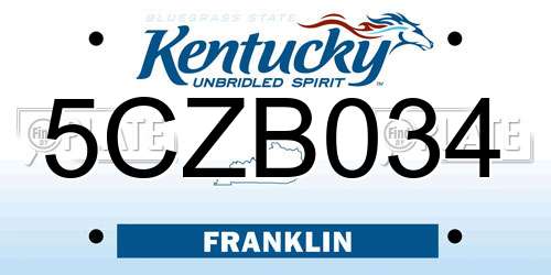 5CZB034 Kentucky License Plate