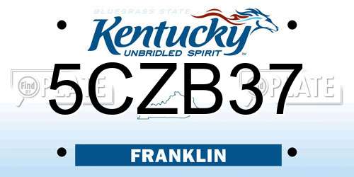 5CZB37 Kentucky License Plate