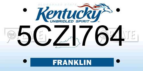 5CZI764 Kentucky License Plate