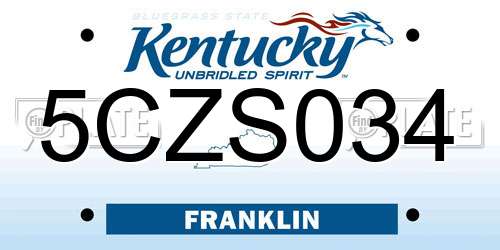 5CZS034 Kentucky License Plate