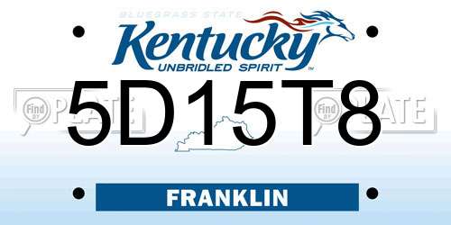 5D15T8 Kentucky License Plate