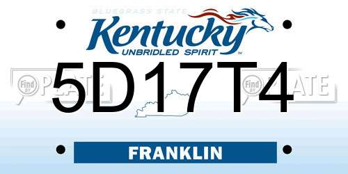 5D17T4 Kentucky License Plate