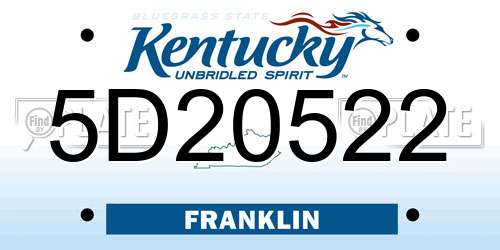 5D20522 Kentucky License Plate