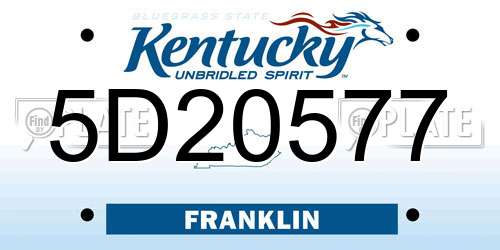 5D20577 Kentucky License Plate