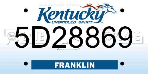 5D28869 Kentucky License Plate