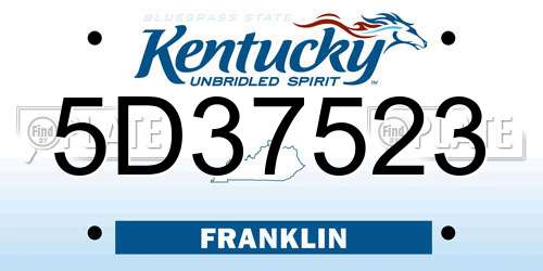 5D37523 Kentucky License Plate