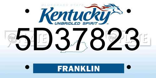 5D37823 Kentucky License Plate