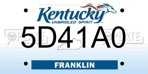 5D41A0 Kentucky License Plate