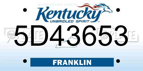 5D43653 Kentucky License Plate