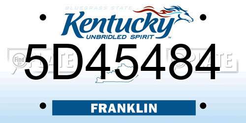 5D45484 Kentucky License Plate