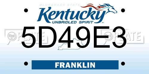 5D49E3 Kentucky License Plate