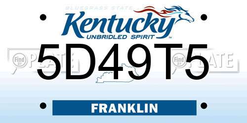5D49T5 Kentucky License Plate