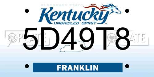 5D49T8 Kentucky License Plate