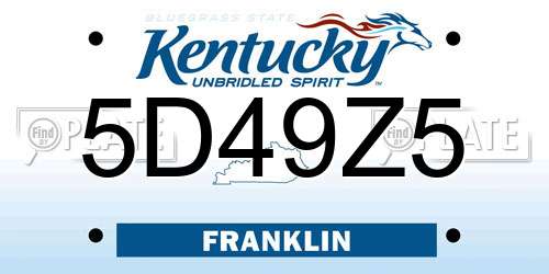 5D49Z5 Kentucky License Plate