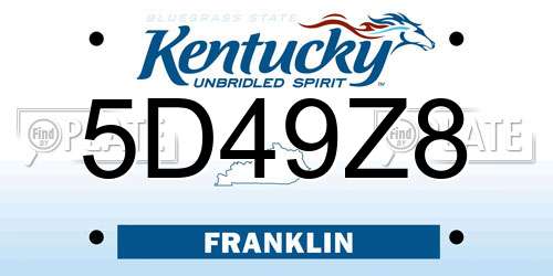 5D49Z8 Kentucky License Plate