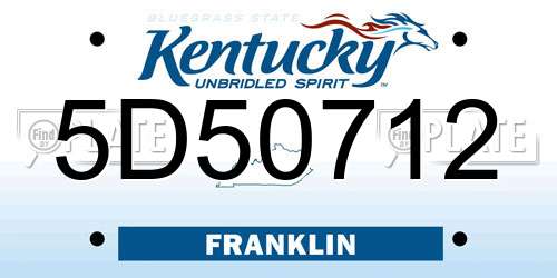 5D50712 Kentucky License Plate