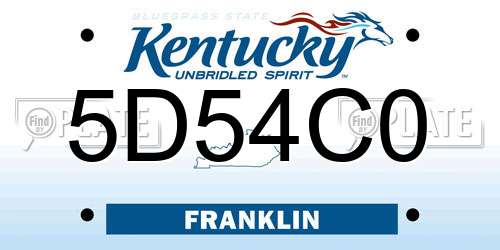 5D54C0 Kentucky License Plate