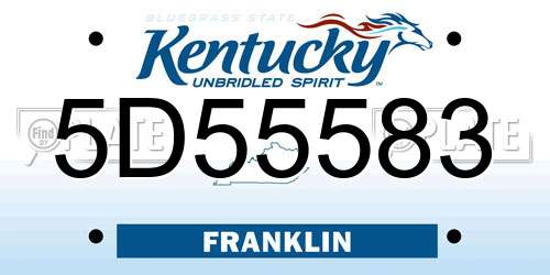 5D55583 Kentucky License Plate