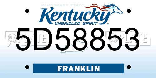 5D58853 Kentucky License Plate