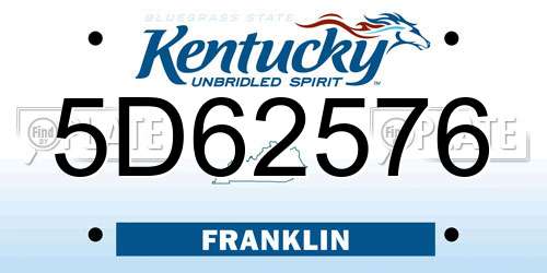 5D62576 Kentucky License Plate