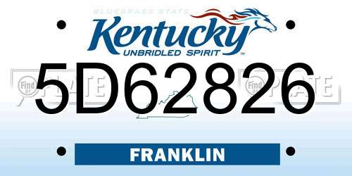 5D62826 Kentucky License Plate