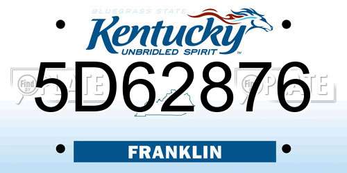 5D62876 Kentucky License Plate