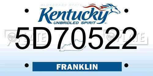 5D70522 Kentucky License Plate