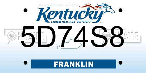5D74S8 Kentucky License Plate