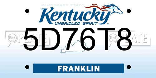5D76T8 Kentucky License Plate