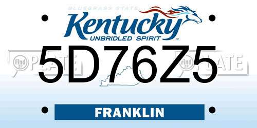 5D76Z5 Kentucky License Plate