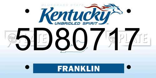 5D80717 Kentucky License Plate