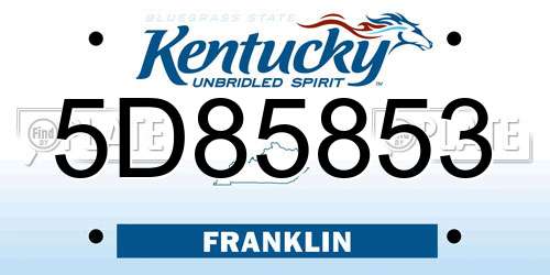 5D85853 Kentucky License Plate